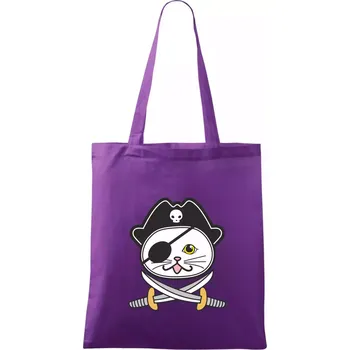 Kočičí pirát - Taška bavlněná - 42 x 38 cm ( Fialová )