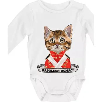 Napoleon domácí kočka - Body kojenecké s dlouhým rukávem - Dlouhý r. do 3 měs ( Bílá )