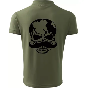Pánská košile Mustache lebka - Polokošile pánská Pique Polo 203 - 3XL ( Khaki )