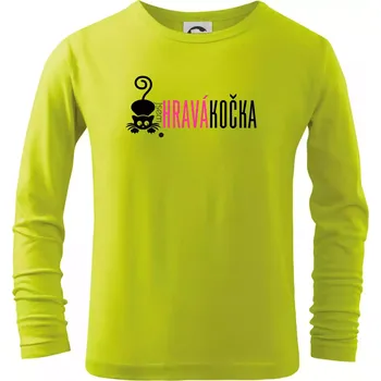 Chlapecké oblečení Jsem hravá kočka - Triko dětské Long Sleeve - 104-110cm / 3-4 roky ( Limetková )