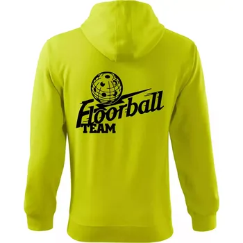 Pánská mikina Florbal team - Mikina s kapucí na zip trendy zipper - L ( Limetková )