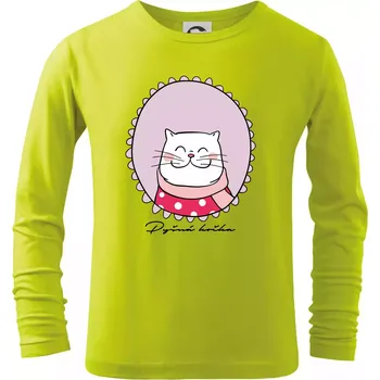 Dětská móda Pyšná kočka fialová - Triko dětské Long Sleeve - 134 cm/8 let ( Limetková )