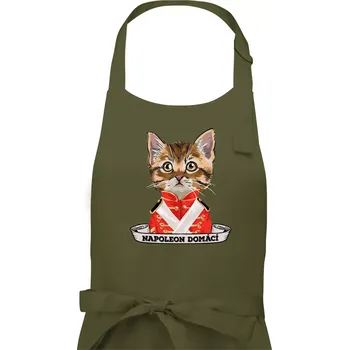 Kuchyňská zástěra Napoleon domácí kočka - Dámská zástěra na vaření - Univerzální velikost ( Khaki )