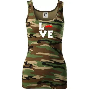 Dámské tričko Love mustache - Dámské Maskáčové tílko - 2XL ( Hnědý maskáč )