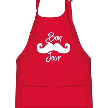 Kuchyňská zástěra Mustache Bon Jour - Dětská zástěra na vaření - Univerzální velikost ( Červená )