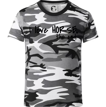 Chlapecké tričko I love horse the end. - Dětské maskáčové triko - 104-110cm / 3-4 roky ( Šedý maskáč )