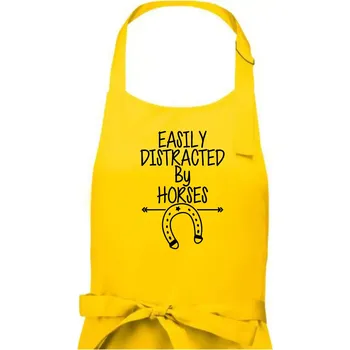 Kuchyňská zástěra Easily Distracted by Horse - Dámská zástěra na vaření - Univerzální velikost ( Žlutá )