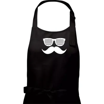 Kuchyňská zástěra Mustache brýle - Pánská zástěra na vaření - Univerzální velikost ( Černá )