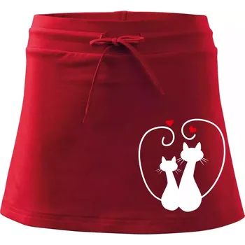 Dámská sukně Kočky - Zamilovaný pár - Sportovní sukně - two in one - XS ( Červená )