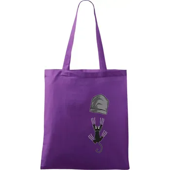 Kočka vypadla z kapsy - Taška bavlněná - 42 x 38 cm ( Fialová )