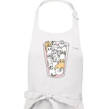 Kuchyňská zástěra Kočky ve sklenici - Pánská zástěra na vaření - Univerzální velikost ( Bílá )