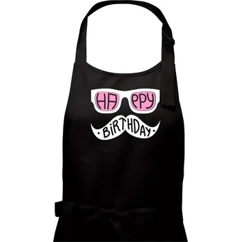 Kuchyňská zástěra Mustache narozeniny - brýle - Pánská zástěra na vaření - Univerzální velikost ( Černá )