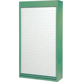 Dílenská skříň, v x š x h: 1950 x 1044 x 405 mm, dveře žaluziové (hliníková roleta), 3 x police 100 kg, barva zelená RAL6011