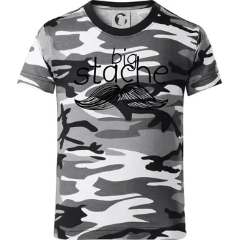 Chlapecké tričko Big stache - Dětské maskáčové triko - 134 cm/8 let ( Šedý maskáč )