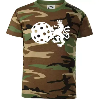 Chlapecké tričko Český lev florbal - Dětské maskáčové triko - 122 cm/6 let ( Hnědý maskáč )