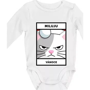 Miluju Vánoce - Body kojenecké s dlouhým rukávem - Dlouhý r. 6-12 měs ( Bílá )
