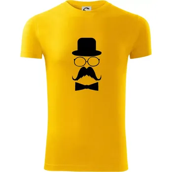 Pánské tričko Mustache pán - Viper FIT - Pánské zůžené tričko - XL ( Žlutá )