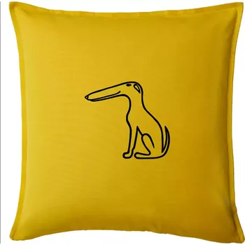 Polštář Barzoj obrys černý (Moňas) - Polštář 50x50 - 50x50 - Pouze potah ( Žlutá )