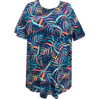 Dámské tričko Tunika bavlněná s kapsami / maxitriko (kapradí duha)- v nadměrné velikosti 3382