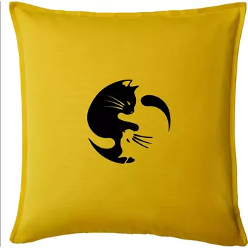 Polštář Kočka - Jin jang - Polštář 50x50 - 50x50 - Pouze potah ( Žlutá )