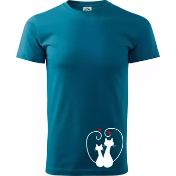 Kočky - Zamilovaný pár - Klasické pánské triko vyšší gramáže - XS ( Petrolejová )