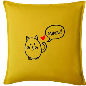 Polštář Tlustá kočka - Polštář 50x50 - 50x50 - Pouze potah ( Žlutá )