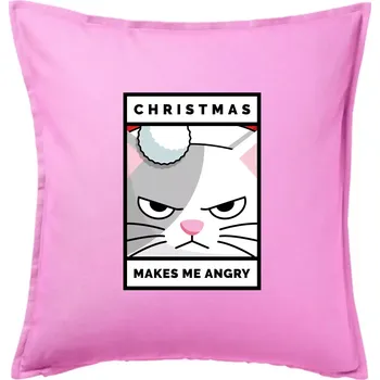 Polštář Christmas makes me angry - Polštář 50x50 - 50x50 - Pouze potah ( Růžová )