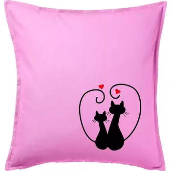 Polštář Kočky - Zamilovaný pár - Polštář 50x50 - 50x50 - Pouze potah ( Růžová )