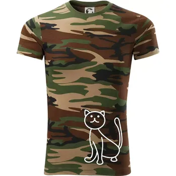 Pánské tričko Kočka kouká - Army CAMOUFLAGE - XS ( Hnědý maskáč )