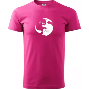 Pánské tričko Kočka - Jin jang - Klasické pánské triko vyšší gramáže - M ( Purpurová )