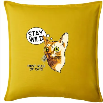 Polštář Kočka stay wild - Polštář 50x50 - 50x50 - Pouze potah ( Žlutá )