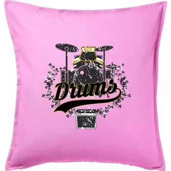 Polštář Drums - kreslené bubny - Polštář 50x50 - 50x50 - Pouze potah ( Růžová )