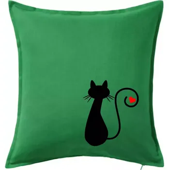 Polštář Zamilovaná kočka ocásek - Polštář 50x50 - 50x50 - Včetně výplně ( Středně zelená )