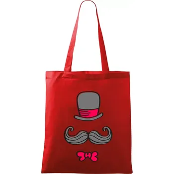 Nákupní taška Kitty Mustache - Taška bavlněná - 42 x 38 cm ( Červená )