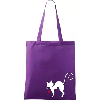 Nákupní taška Zamilovaná kočka prohnutá - Taška bavlněná - 42 x 38 cm ( Fialová )