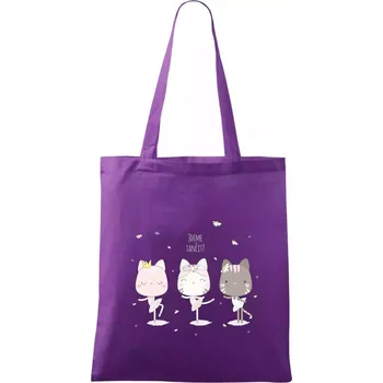 Kočka jdeme tancovat - Taška bavlněná - 42 x 38 cm ( Fialová )