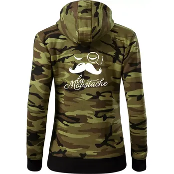 Dámská mikina La Mustache - Dámská mikina trendy zipper s kapucí - M ( Zelený maskáč )