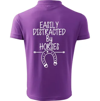 Pánská košile Easily Distracted by Horse - Polokošile pánská Pique Polo 203 - 2XL ( Fialová )