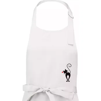 Kuchyňská zástěra Zamilovaná kočka zezadu - Dámská zástěra na vaření - Univerzální velikost ( Bílá )