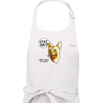 Kuchyňská zástěra Kočka stay wild - Pánská zástěra na vaření - Univerzální velikost ( Bílá )