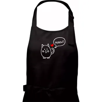 Kuchyňská zástěra Tlustá kočka - Dámská zástěra na vaření - Univerzální velikost ( Černá )