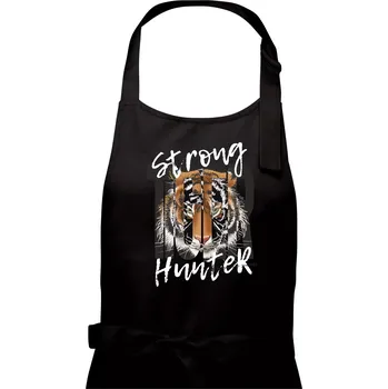 Kuchyňská zástěra Tygr - Strong Hunter - Dámská zástěra na vaření - Univerzální velikost ( Černá )