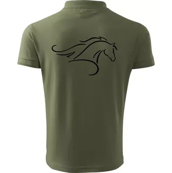 Pánská košile Kůň - bežící silueta hlavy - Polokošile pánská Pique Polo 203 - XL ( Khaki )