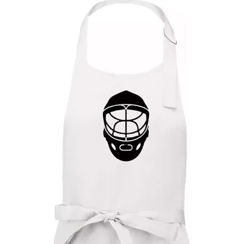 Kuchyňská zástěra Florbal maska - Dámská zástěra na vaření - Univerzální velikost ( Bílá )