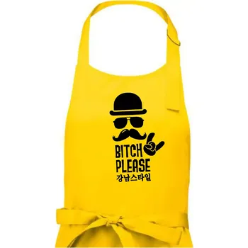 Kuchyňská zástěra Bitch please! Mustache - Pánská zástěra na vaření - Univerzální velikost ( Žlutá )