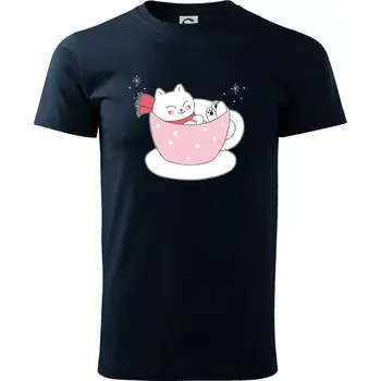 Vánoční kočka v hrnečku - Triko extra velké (5-8XL) - 8XL ( Námořní modrá (velmi tmavá - téměř černá) )