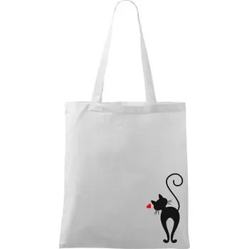 Zamilovaná kočka zezadu - Taška bavlněná - 42 x 38 cm ( Bílá )