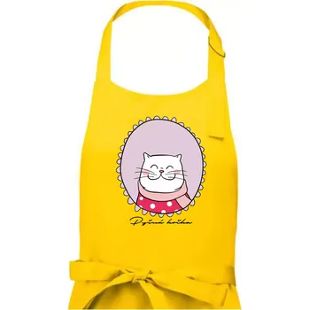 Kuchyňská zástěra Pyšná kočka fialová - Dámská zástěra na vaření - Univerzální velikost ( Žlutá )