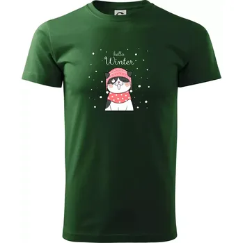 Pánské tričko Kočka v čepici s vystrčeným jazykem - Triko extra velké (5-8XL) - 8XL ( Lahvově zelená )