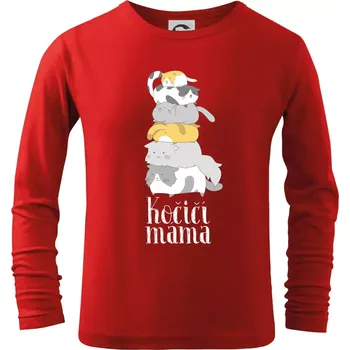 Chlapecké tričko Kočičí máma - Triko dětské Long Sleeve - 122 cm/6 let ( Červená )